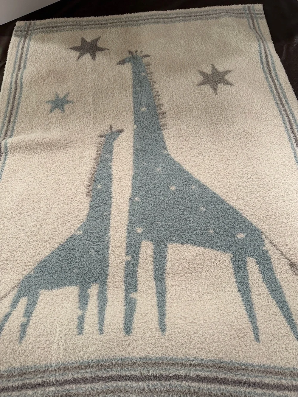 Barefoot Dreams CozyChic Giraffe Stroller Blanket 30x40 Rain Drop Multi